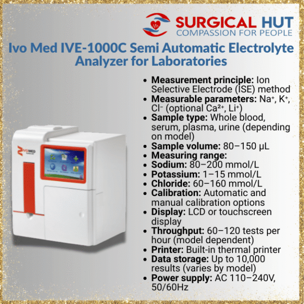Ivo Med IVE-1000C Semi Automatic Electrolyte Analyzer